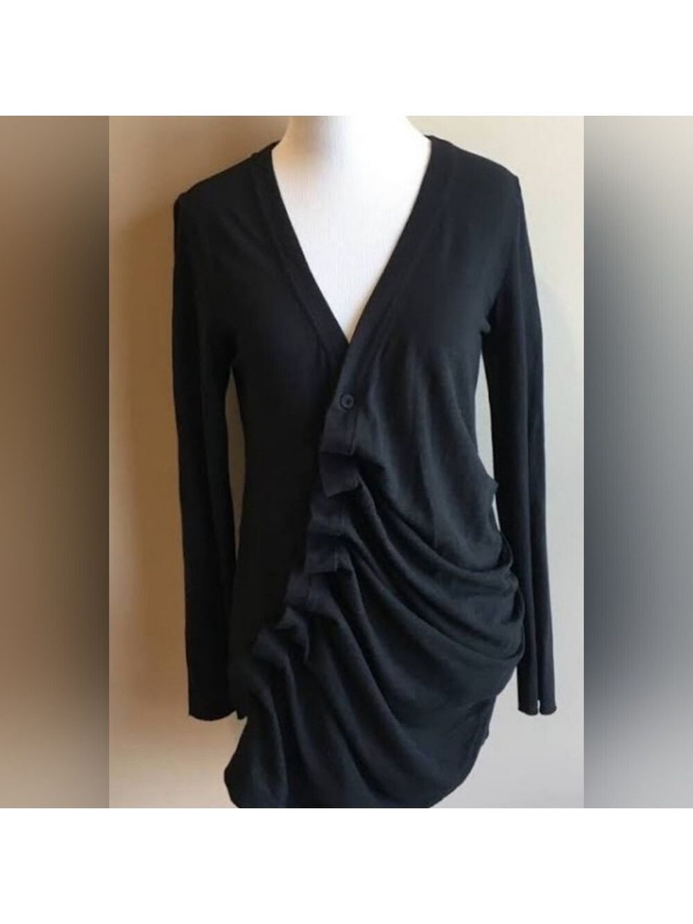 ❤️ ESLEY ASYMMETRIC TOP, MIXED MEDIA BUTTON DOWN, SMALL